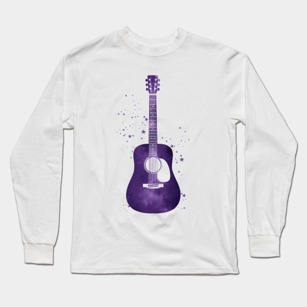 Dreadnought Style Acoustic Guitar Universe Texture Long Sleeve T-Shirt by nightsworthy